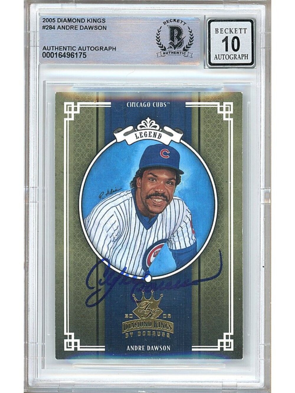 Andre Dawson Signed 2005 Donruss Diamond Kings #284 Cubs BGS Auto 10 BAS Slab